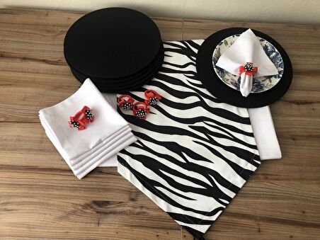 SOFRA SUNUM TAM SET ZEBRA DESENLİ