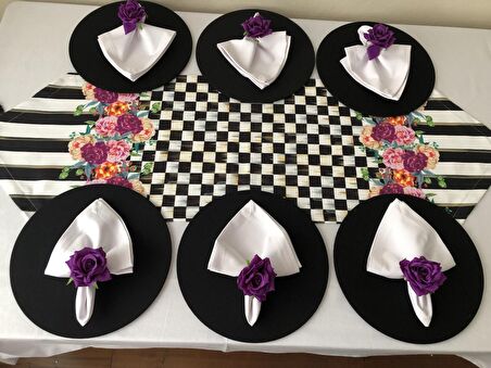 SOFRA SUNUM TAM SET MOR GÜL DESENLİ