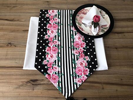 SOFRA SUNUM TAM SET PEMBE ÇİÇEK DESENLİ