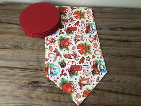 MUM FİGÜRLÜ YILBAŞI DESENLİ RUNNER & SUPLA