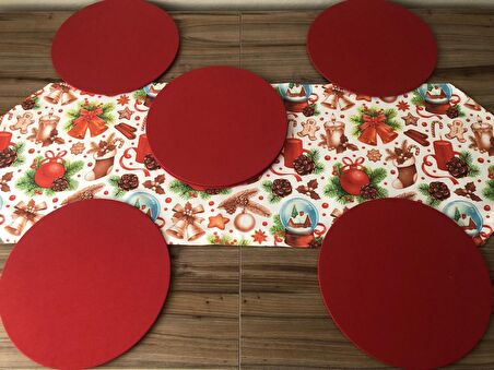 MUM FİGÜRLÜ YILBAŞI DESENLİ RUNNER & SUPLA