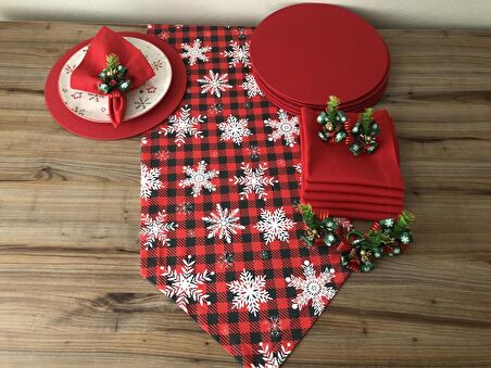 YILBAŞI SOFRA SUNUM SETİ KAR TANESİ DESENLİ