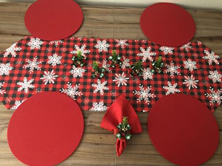 YILBAŞI SOFRA SUNUM SETİ KAR TANESİ DESENLİ