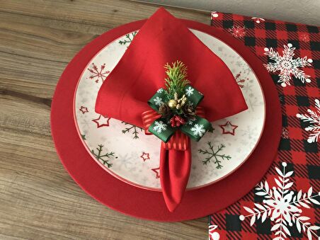 YILBAŞI SOFRA SUNUM SETİ KAR TANESİ DESENLİ