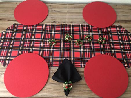 YILBAŞI SOFRA SUNUM SETİ EKOSE DESENLİ