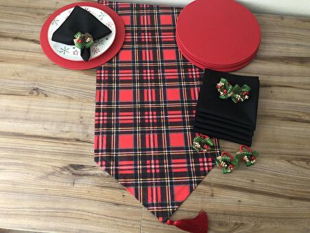 YILBAŞI SOFRA SUNUM SETİ EKOSE DESENLİ