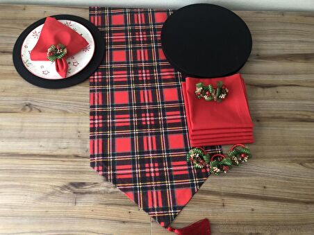 YILBAŞI SOFRA SUNUM SETİ EKOSE DESENLİ