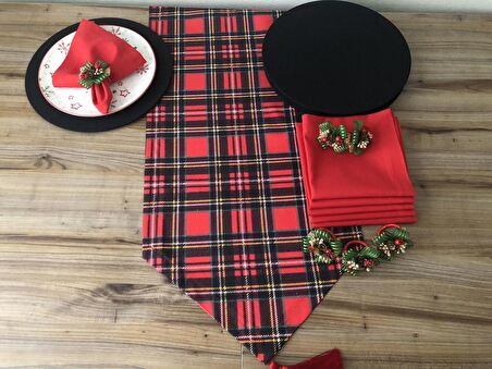 YILBAŞI SOFRA SUNUM SETİ EKOSE DESENLİ