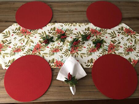 YILBAŞI SOFRA SUNUM SETİ YILBAŞI ÇİÇEĞİ DESENLİ