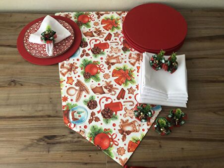 YILBAŞI SOFRA SUNUM SETİ MUM FİGÜRLÜ YILBAŞI DESENLİ