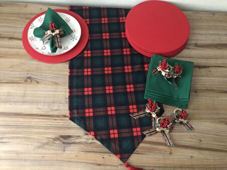 SOFRA SUNUM SETİ EKOSE DESENLİ