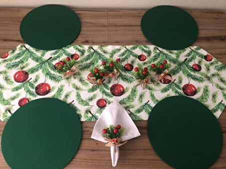 YILBAŞI SOFRA SUNUM SETİ ÇAM YAPRAKLARI DESENLİ