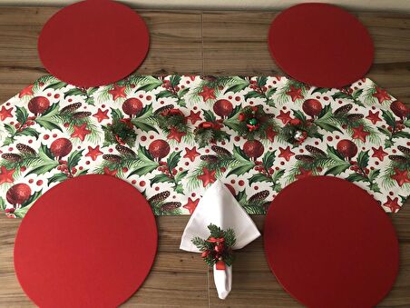 YILBAŞI SOFRA SUNUM SETİ YILBAŞI SÜSLERİ VE  KOZALAK DESENLİ