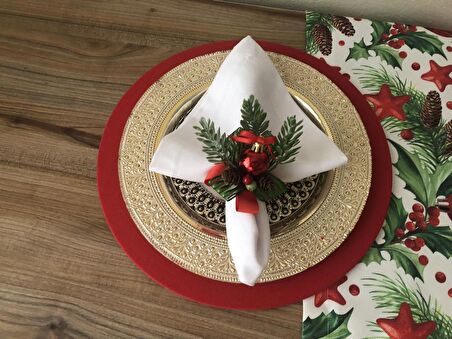 YILBAŞI SOFRA SUNUM SETİ YILBAŞI SÜSLERİ VE  KOZALAK DESENLİ