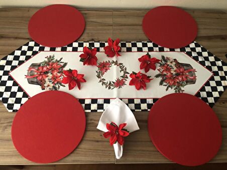 YILBAŞI SOFRA SUNUM SETİ YILBAŞI ÇİÇEĞİ DESENLİ