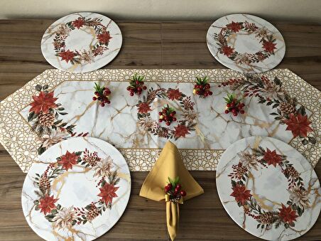 YILBAŞI SOFRA SUNUM SETİ YILBAŞI ÇİÇEĞİ KOZALAK DESENLİ