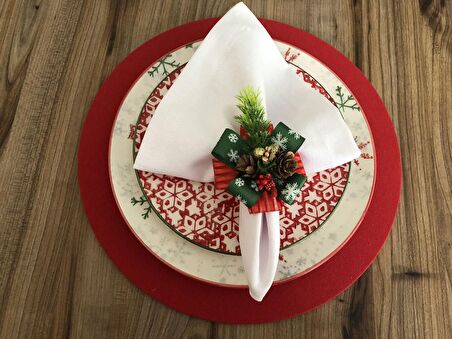 ÖZEL TASARIM YILBAŞI PEÇETE HALKASI (6 ADET )