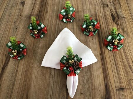 ÖZEL TASARIM YILBAŞI PEÇETE HALKASI (6 ADET )