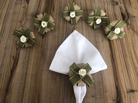 JÜT KURDELE DETAYLI PEÇETE YÜZÜĞÜ (6ADET)