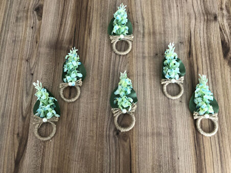 MİNT YEŞİL ÇİÇEKLİ PEÇETE YÜZÜĞÜ (6 ADET)