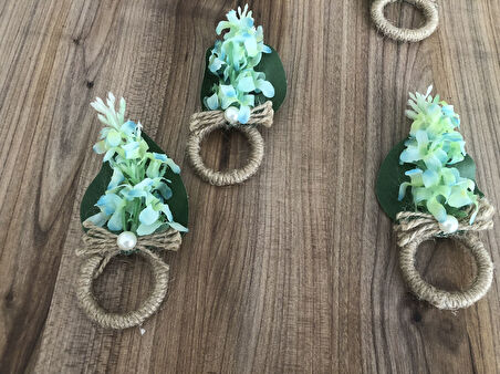 MİNT YEŞİL ÇİÇEKLİ PEÇETE YÜZÜĞÜ (6 ADET)