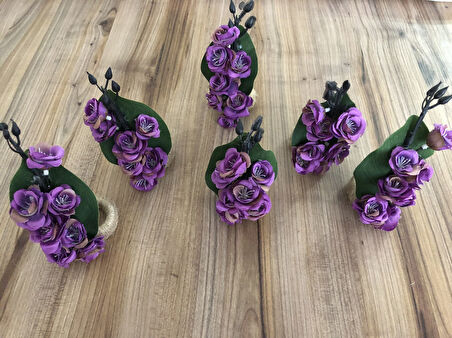 MOR ÇİÇEKLİ PEÇETE YÜZÜĞÜ (6 ADET )