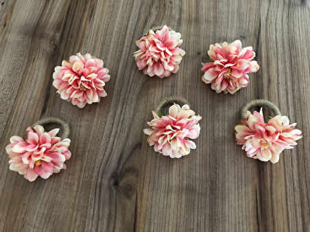 PEMBE KASIMPATI ÇİÇEĞİ YÜZÜĞÜ (6 ADET )