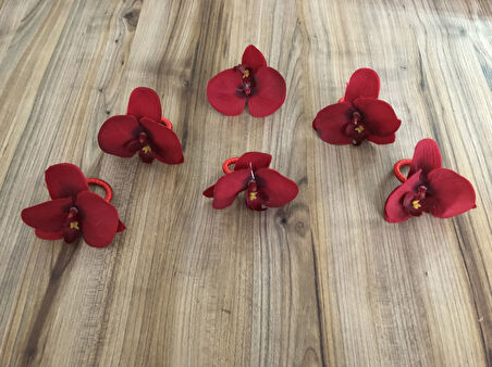 KIRMIZI ORKİDE PEÇETE HALKASI (6 ADET )