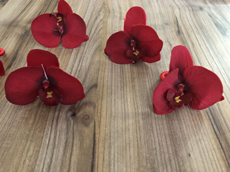 KIRMIZI ORKİDE PEÇETE HALKASI (6 ADET )