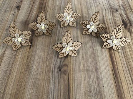 AHŞAP YAPRAK PEÇETE HALKASI (6 ADET)