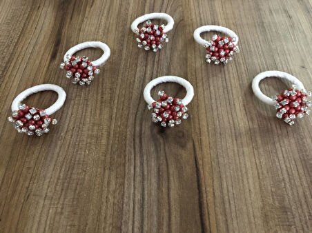 KIRMIZI TAŞLI PEÇETE YÜZÜĞÜ (6 ADET)