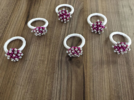 FUŞYA TAŞLI PEÇETE YÜZÜĞÜ (6 ADET)