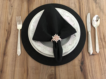 PUDRA RENGİ TAŞLI PEÇETE YÜZÜĞÜ (6 ADET)