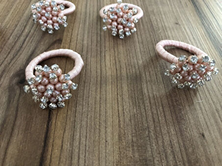 PUDRA RENGİ TAŞLI PEÇETE YÜZÜĞÜ (6 ADET)