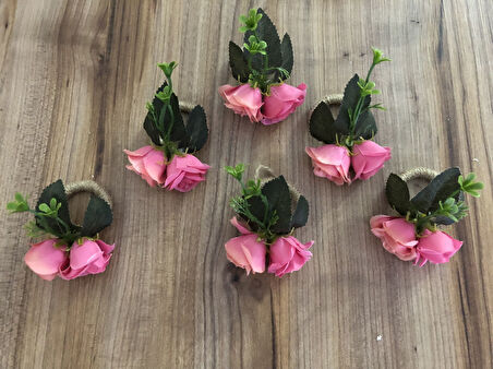 KÜÇÜK PEMBE GÜL PEÇETE HALKASI (6 ADET)