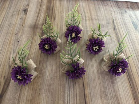 JÜT KURDELE ÜZERİNE MOR KASIMPATI PEÇETE HALKASI (6 ADET)