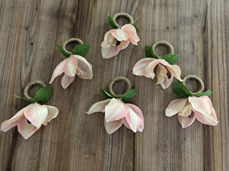 SOMON RENGİ ORKİDE PEÇETE HALKASI (6 ADET)