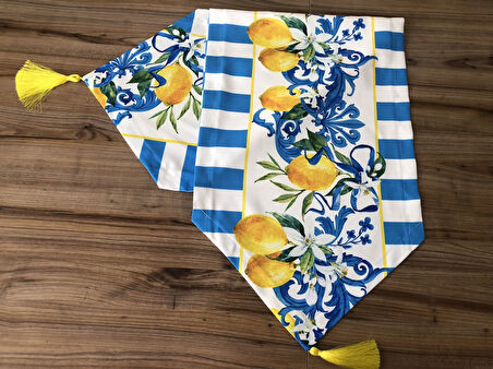 MAVİ ÇİZGİLİ LİMON DESENLİ RUNNER