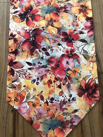 KETEN EFEKTLİ SOYUT ÇİÇEKLER DESENLİ RUNNER