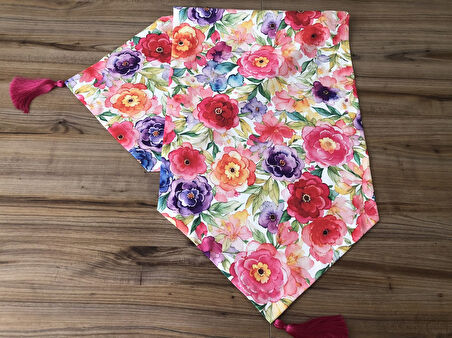 SULUBOYA ÇOK RENKLİ ÇİÇEK DESENLİ RUNNER