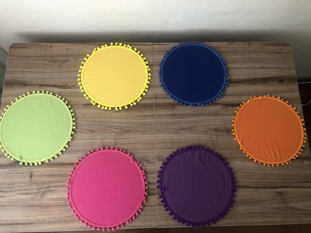 KARIŞIK RENKLİ PONPONLU  SUPLA 33 CM  (6 ADET) (MDF DAHİL)