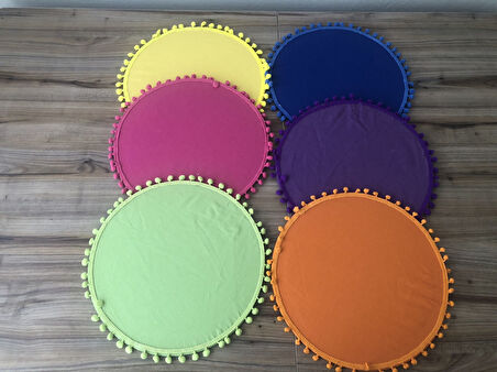 KARIŞIK RENKLİ PONPONLU  SUPLA 33 CM  (6 ADET) (MDF DAHİL)