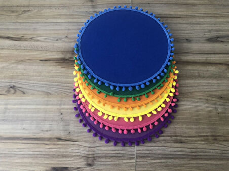 KARIŞIK RENKLİ  PONPONLU SUPLA  33 CM (MDF DAHİL) (6 ADET)