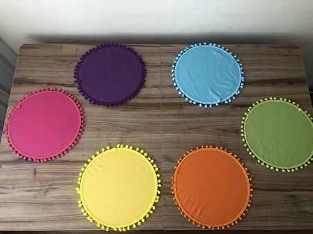 KARIŞIK RENKLİ PONPONLU SUPLA 33 CM  (MDF DAHİL) (6ADET)