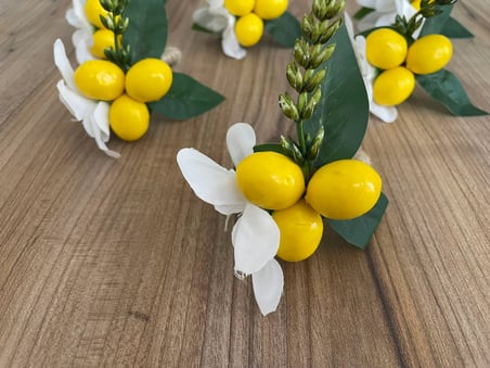6'lı Limon Çiçekli El Yapımı Peçete Halkası | Dekoratif Peçete Yüzüğü