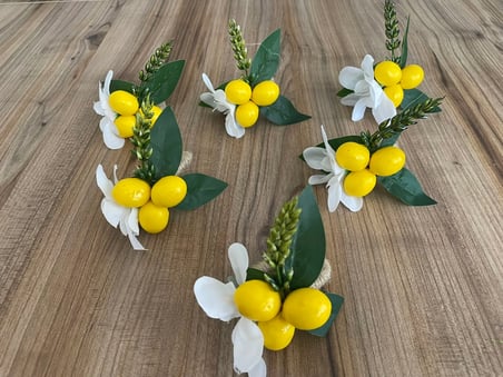 6'lı Limon Çiçekli El Yapımı Peçete Halkası | Dekoratif Peçete Yüzüğü