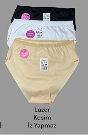 Kadın Lazer Kesim Iz Yapmaz Beli Lastikli Mikro Kadın Külot 3'lü Paket