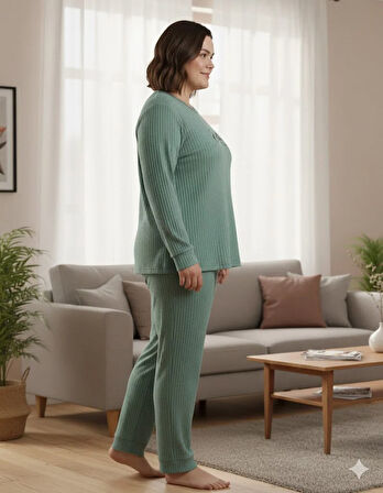 KADIN YEŞİL EVERYTHİNG PİJAMA TAKIMI