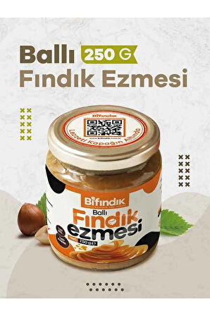 Doğal Ballı Fındık Ezmesi Katkısız Atıştırmalık Kahvaltılık Sürülebilir 1.kalite 250gr Cam Kavanoz