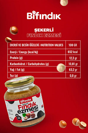 Doğal Şekerli Fındık Ezmesi Atıştırmalık Kahvaltılık Sürülebilir %80 Fındık %20 Şeker 450gr